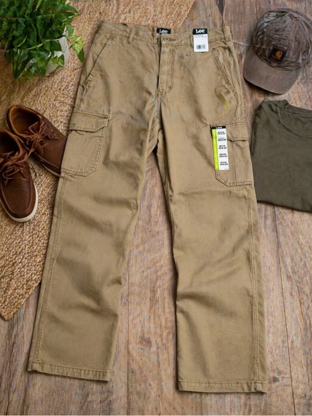 Lee Cargo Pants 30x30 Khaki Extreme Motion Stretch NWT